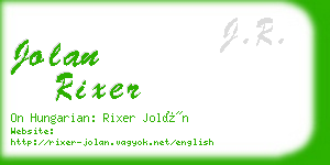 jolan rixer business card